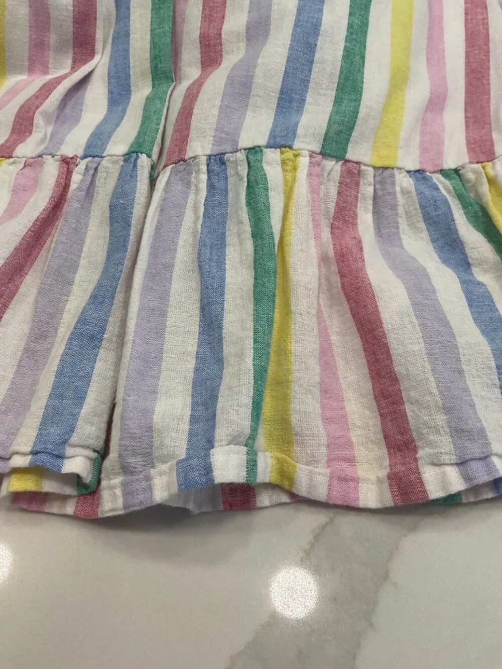 Gap Kids Flutter Rainbow Dress Linen Cotton Square Neck Size L Summer Party